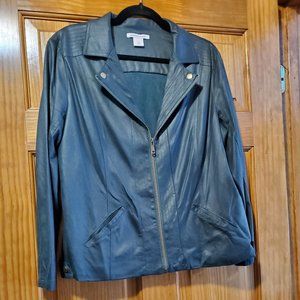 Allison Daley Women's Faux Suede Moto style jacket Dark Green Size Medium